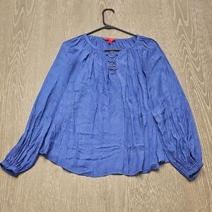 Jennifer Lopez Royal Blue Blouse with Metal Accents